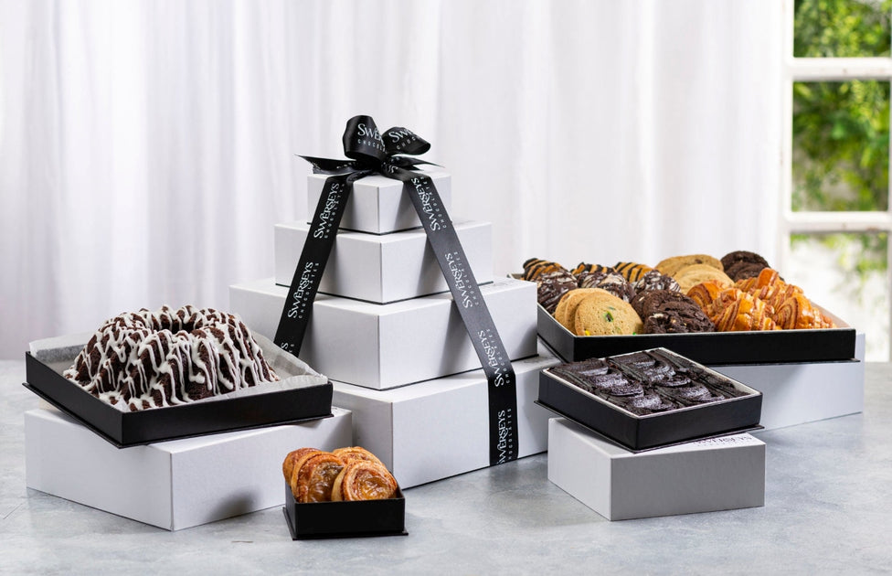 Delectable Deluxe White Bakery Gift Tower – Gourmet Kosher Gift Baskets