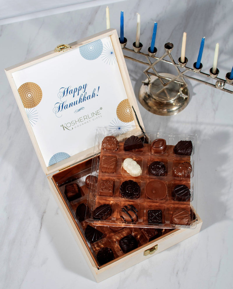  Hanukkah Elegant Gourmet Chocolate Wooden Gift Box