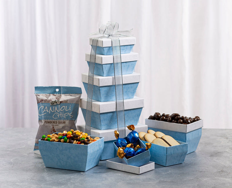 Spectacular 5 Tier Blue Gift Tower