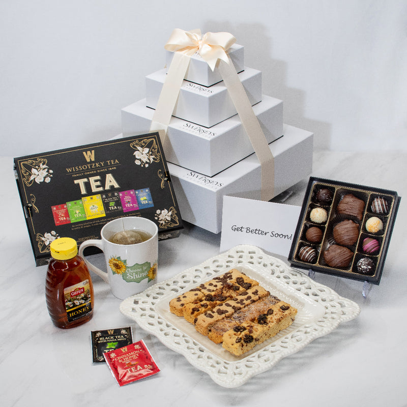 Get Well Soon Tea & Chocolate Gift Tower