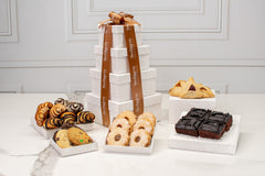 Grand Indulgence 4 Tier Signature White Speckled Bakery Gift Tower