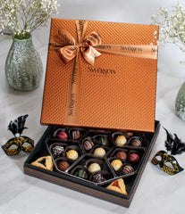 Luxe Purim Gift Box of Delicious Gourmet Truffles & Hamantaschen