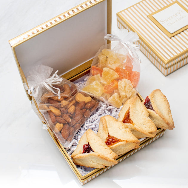 Purim Elegant Assorted Trio of Treats Gift Box Gourmet Kosher Gift